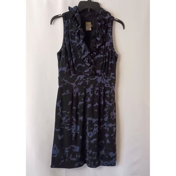 Taylor Floral Print Ruffle Dress Size 6 V-Neck Side Zip Stretchy Blend - Picture 2 of 10